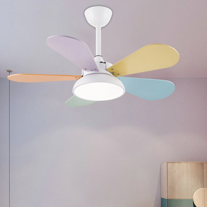 Colorful Round Fan Leaf Kids Downrods Ceiling Light