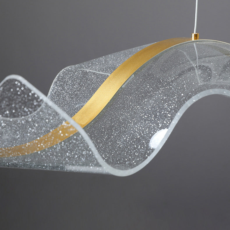 Contemporary Acrylic LED Ribbon Chandelier for Dining Room Island Light