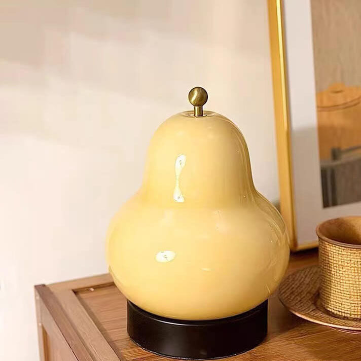 Traditional French Cream Pear Shape LED Touch Table Lamp Rechargeable for Bedroom