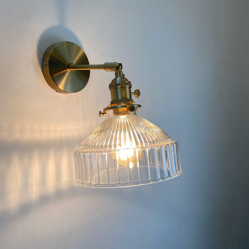 Nordic Dome Glass Shade Brass Wall Sconce 1-Light Lamp