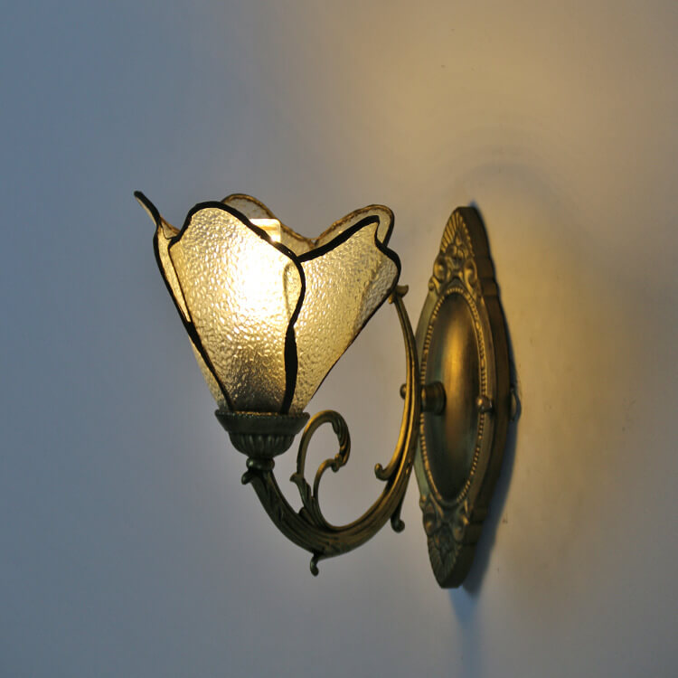 Vintage Tiffany Petals Stained Glass Wall Sconce Lamp - Elegant Lighting Fixture, Art Deco Style, Home Decor, Unique Wall Light