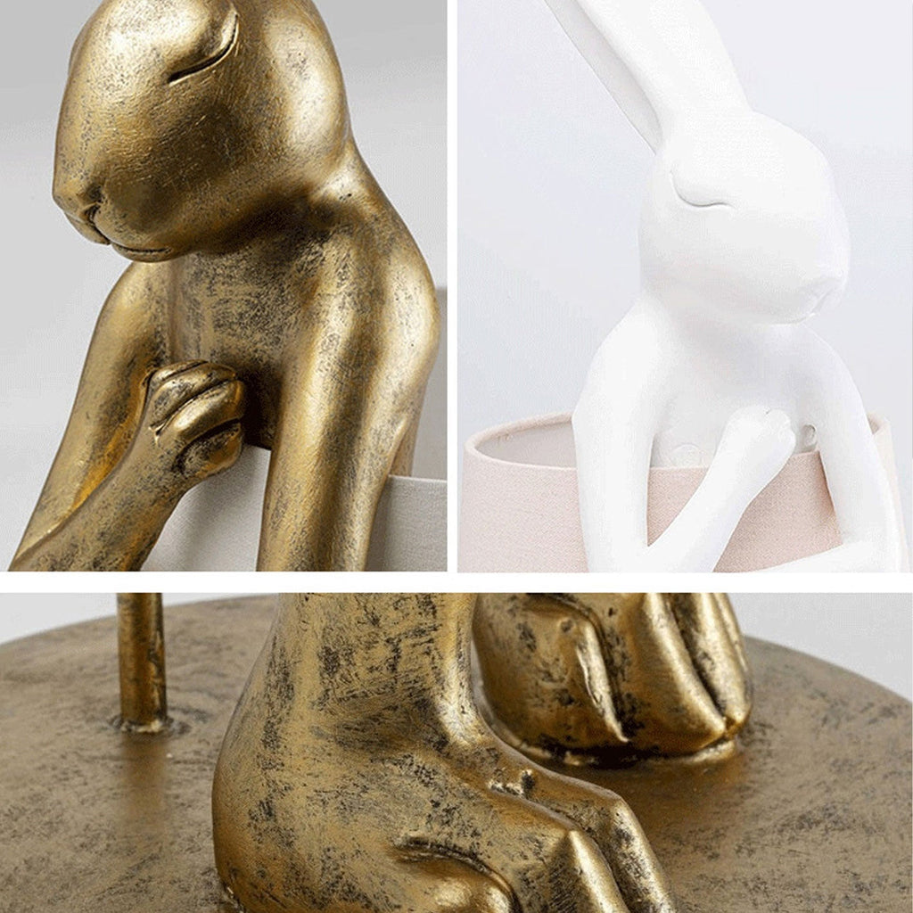 Nordic Apron Rabbit Resin 1-Light Table Lamp, Modern Scandinavian Lighting, Cute Rabbit Night Light, Decorative Desk Lamp for Kids Room, Contemporary Home Decor, Stylish Bedroom Accent, Unique Gift Idea for Animal Lovers, Eco-Friendly Resin Lamp