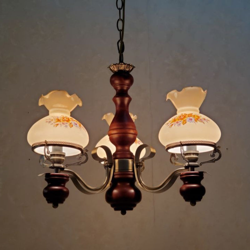 Rustic Iron & Wood 3-Light Candelabra Chandelier for Living Room Decor
