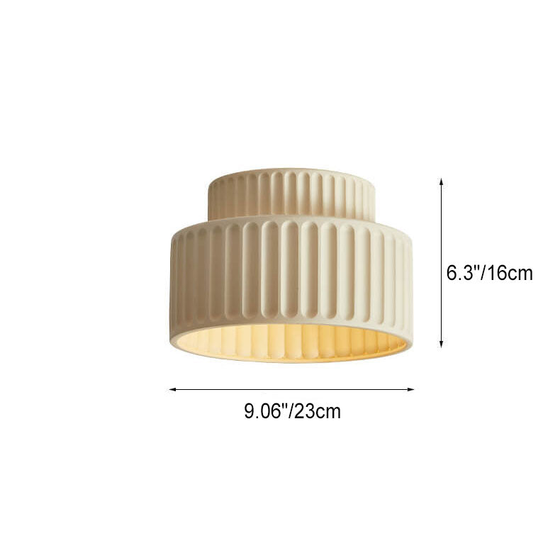 Contemporary Nordic Cream Stripe Hand-Sculpted Resin Flush Mount Ceiling Light for Entryway