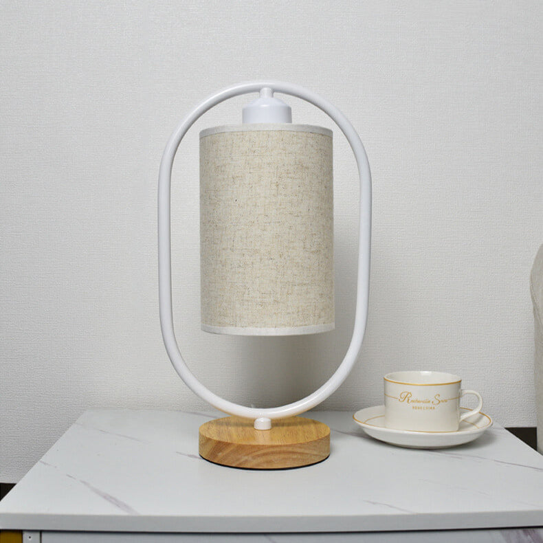 Nordic Linen White Ring Dimmable Table Lamp - Minimalist Home Lighting