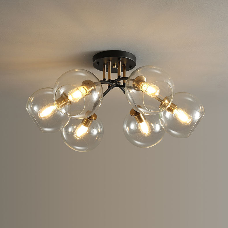 Modern Luxury Iron Glass Magic Bean Semi-Flush Mount Ceiling Light - 4/6/8 Lights for Bedroom
