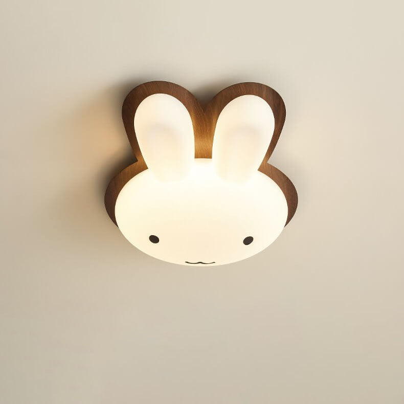 Modern Funny Bunny Kids Iron Acrylic LED Flush Mount Light - Cute Kids Room Lighting, Playful Bunny Design, Energy Efficient Bedroom Fixture, Nursery Ceiling Lamp, Childrens Room Decor, Fun Kids Lighting, Stylish LED Flush Ceiling Light for Toddlers, Uniq