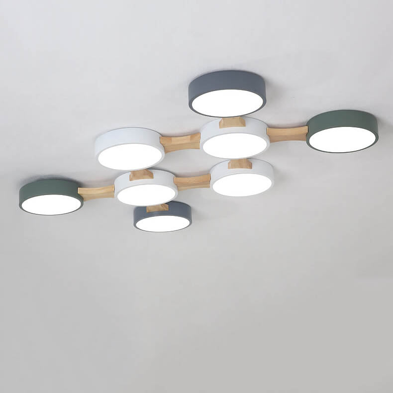 Modern Macaron Circle LED Flush Mount Ceiling Light - 3/4/5/8 Light Options, Stylish LED Fixture for Home Decor, Energy Efficient Ceiling Lighting