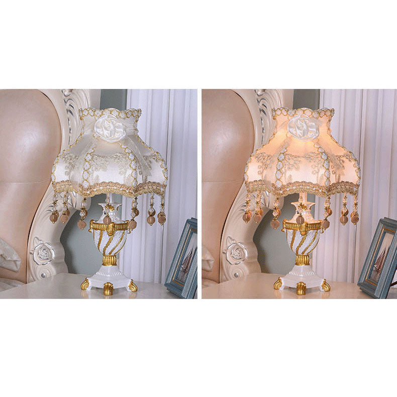 European Luxury Lace Resin Table Lamp - 1-Light Elegance for Home Decor