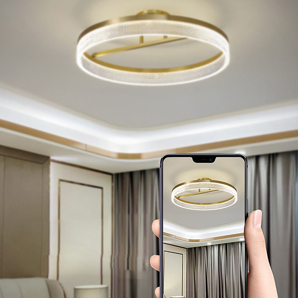 Minimalist Gold Round LED Ceiling Lamp 60W Flush Mount