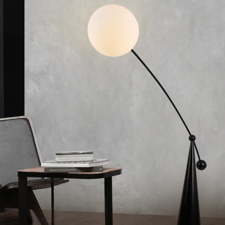Contemporary Tapered Base Fishing Rod Floor Lamp - 1-Light Iron & Glass Design for Living Room