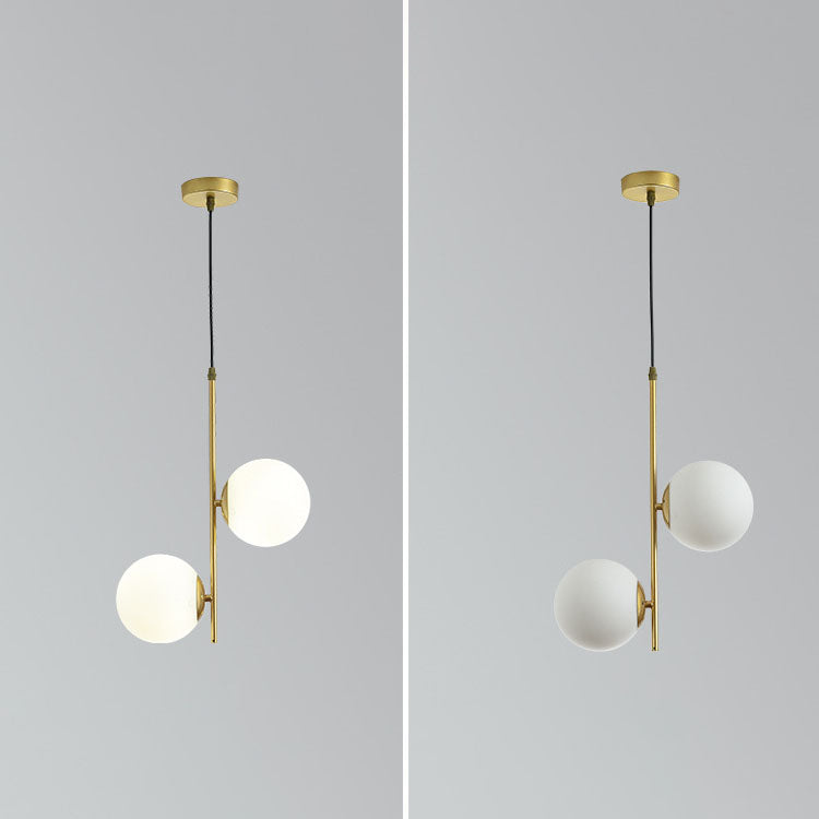 Modern Minimalist Iron Glass Round Ball Branch Chandelier 2-Light Living Room