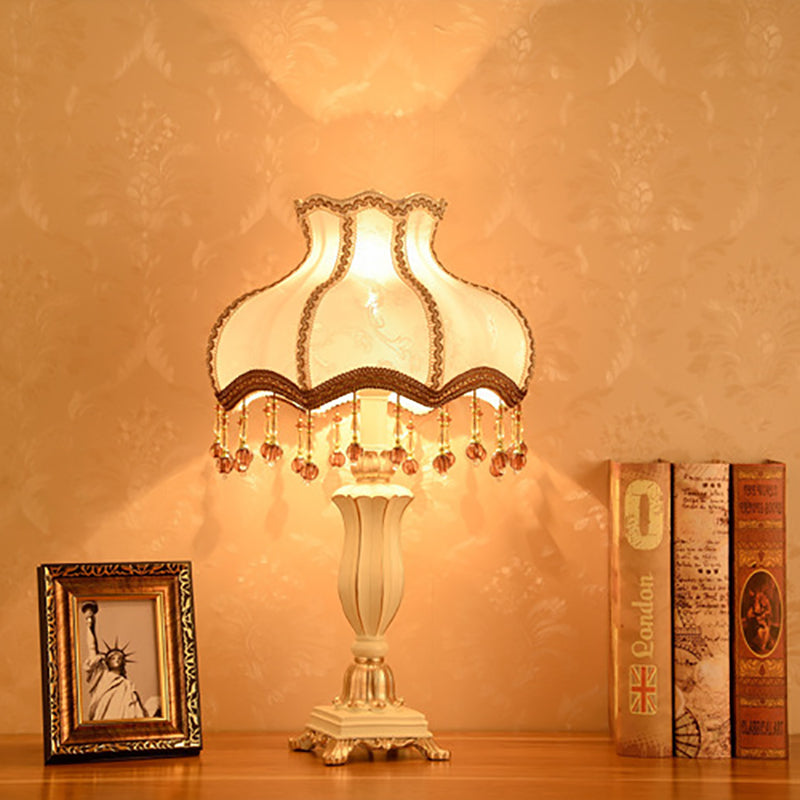 Traditional European Court Table Lamp - 1-Light Resin Fabric for Bedroom Décor