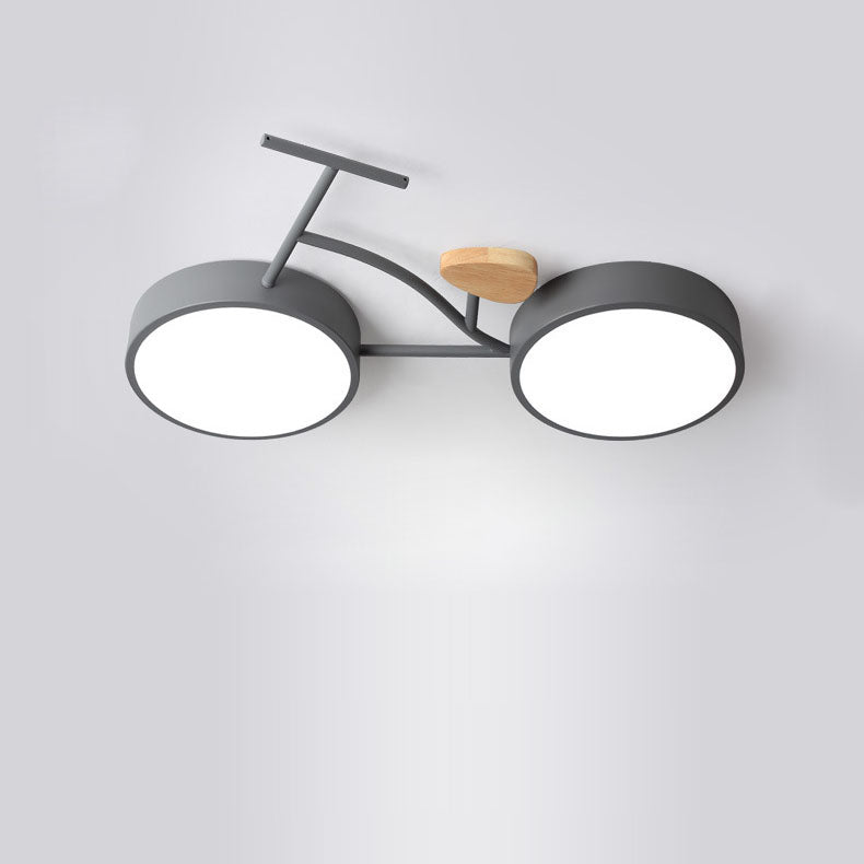 Contemporary Bicycle Acrylic Wood LED Ceiling Light for Kids Room
