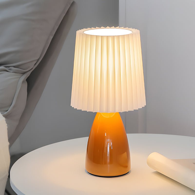 12" Pleated Shade Dimmable Glass Table Lamp - Stylish Lighting for Home Decor