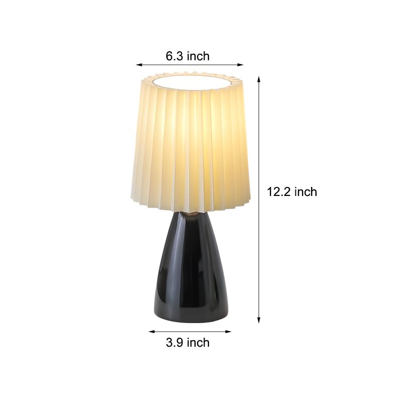 12" Pleated Shade Dimmable Glass Table Lamp - Stylish Lighting for Home Decor
