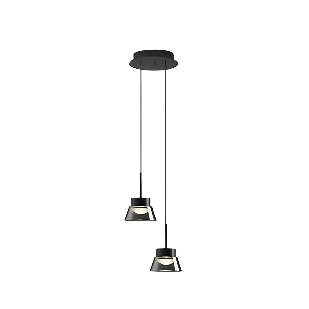 1/2-Light Smoked Gray Glass Pendant Light - Black Hanging Ceiling Lamp for Bedroom Island Chandelier