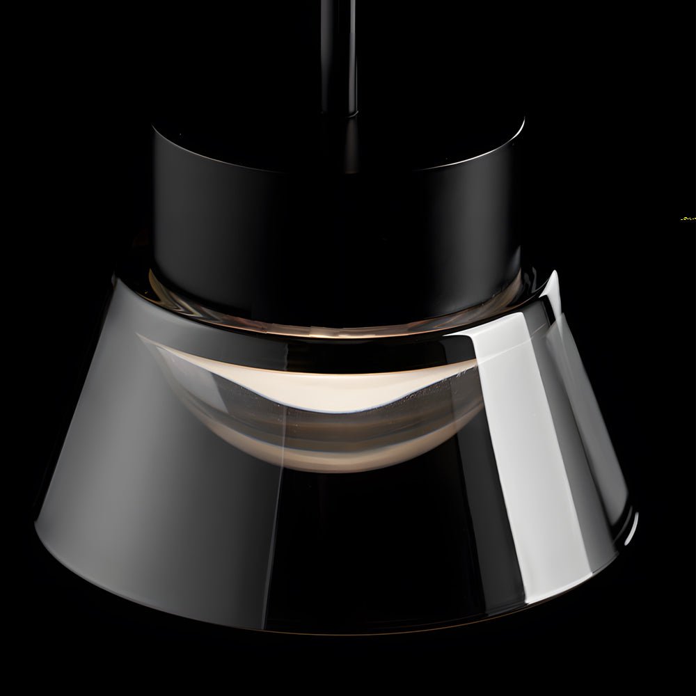 1/2-Light Smoked Gray Glass Pendant Light - Black Hanging Ceiling Lamp for Bedroom Island Chandelier