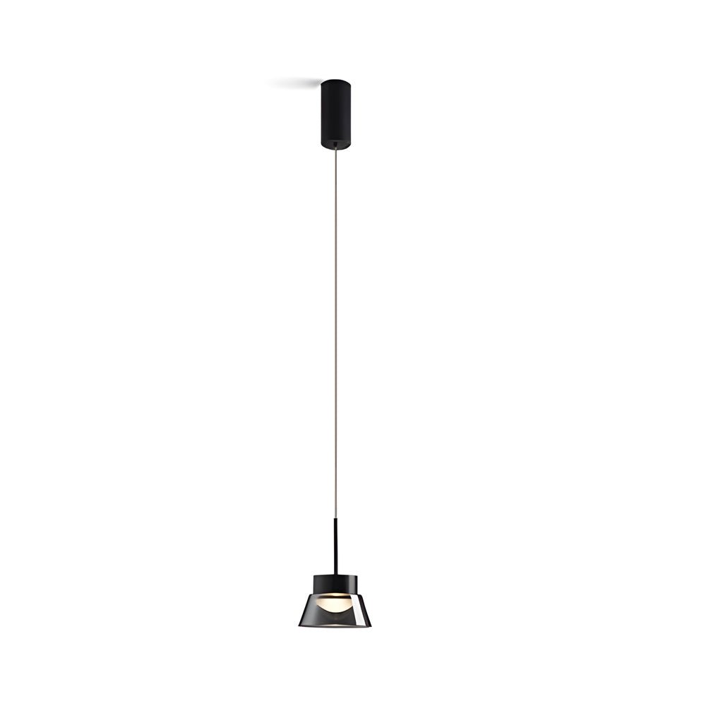 1/2-Light Smoked Gray Glass Pendant Light - Black Hanging Ceiling Lamp for Bedroom Island Chandelier