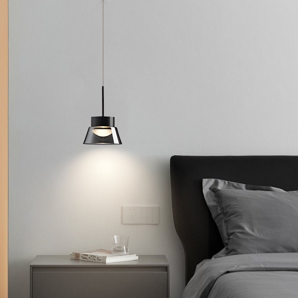 1/2-Light Smoked Gray Glass Pendant Light - Black Hanging Ceiling Lamp for Bedroom Island Chandelier