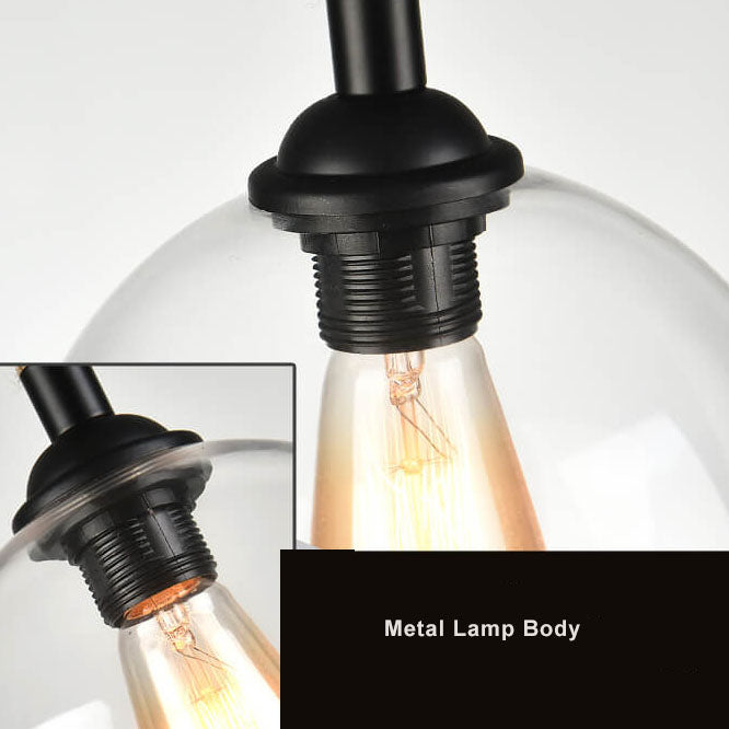 Vintage Glass and Metal Rope Pendant Light - 1-Light Round Fixture for Living Room