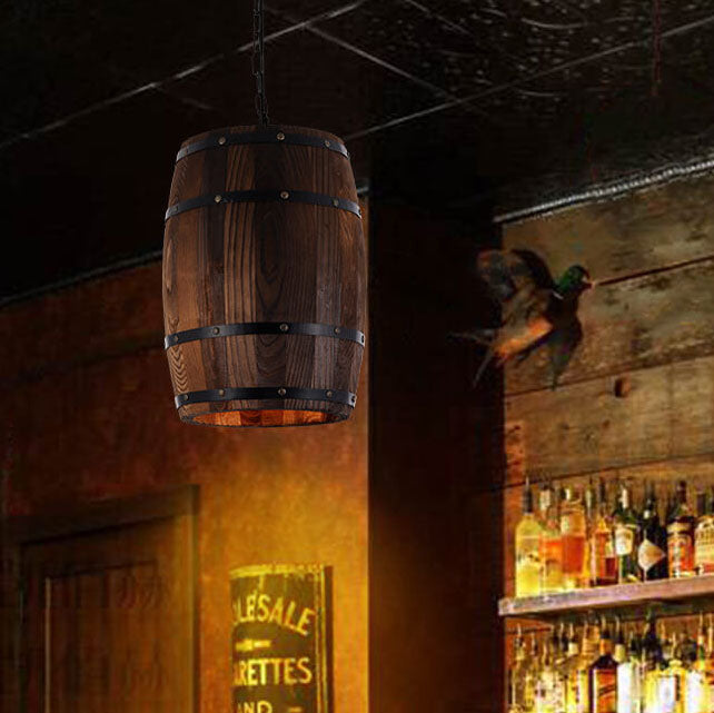 Rustic Round Iron Wood Wine Barrel Pendant Light for Dining Room

Elevate your dining space with this charming rustic pendant light inspired by traditional wine barrels. This 1-light fixture features a beautifully crafted round iron design paired with aut