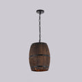 Rustic Iron Wood Wine Barrel Pendant Light for Dining Room