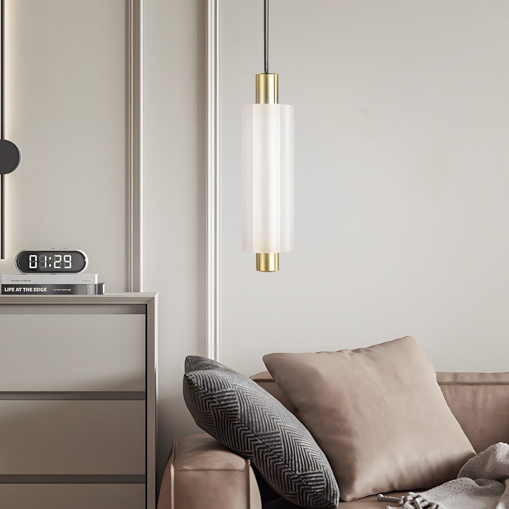 Modern Acrylic Cylinder Pendant Lights - Gold/Black Hanging Lamp