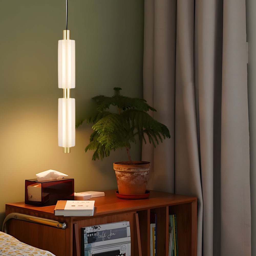 Modern Acrylic Cylinder Pendant Lights - Gold/Black Hanging Lamp