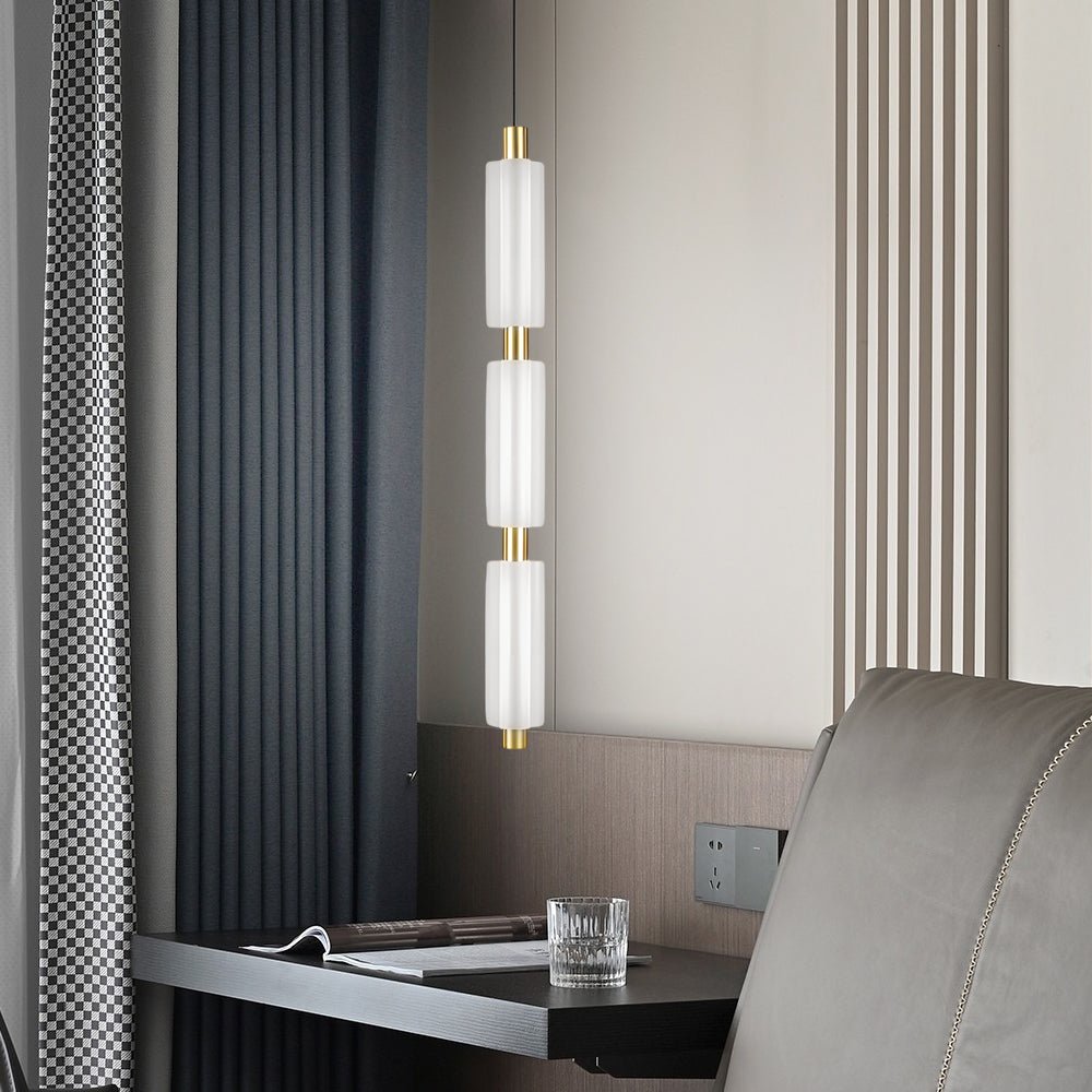 Modern Acrylic Cylinder Pendant Lights - Gold/Black Hanging Lamp