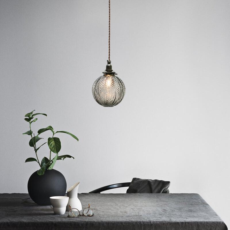 Retro Lotus Glass 1-Light Globe Pendant Light