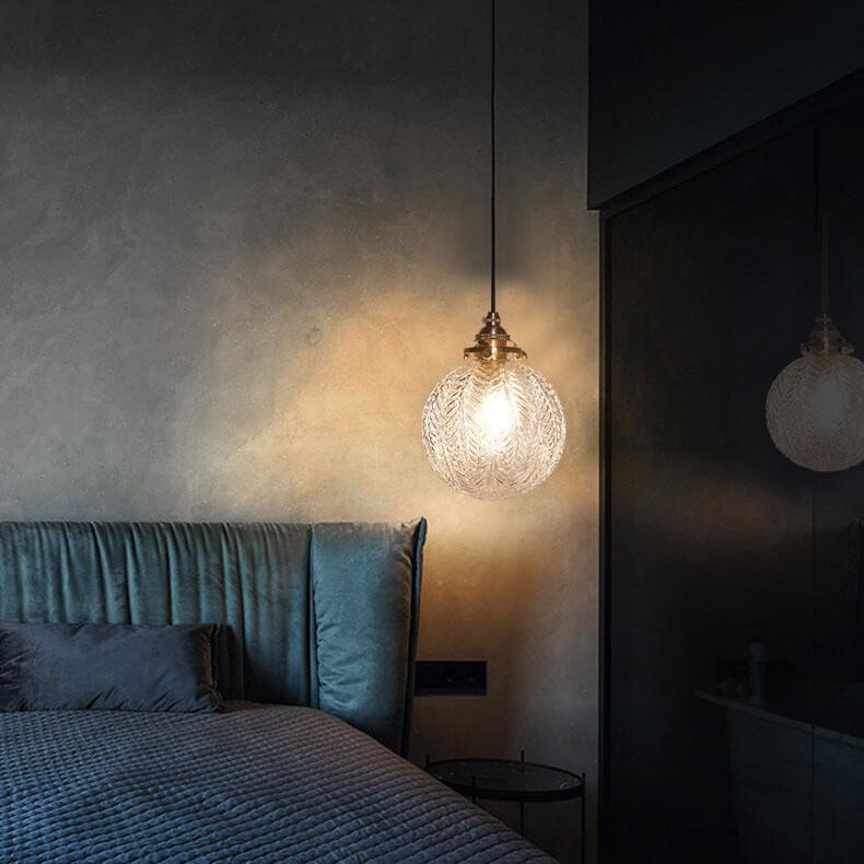 Retro Lotus Glass 1-Light Globe Pendant Light