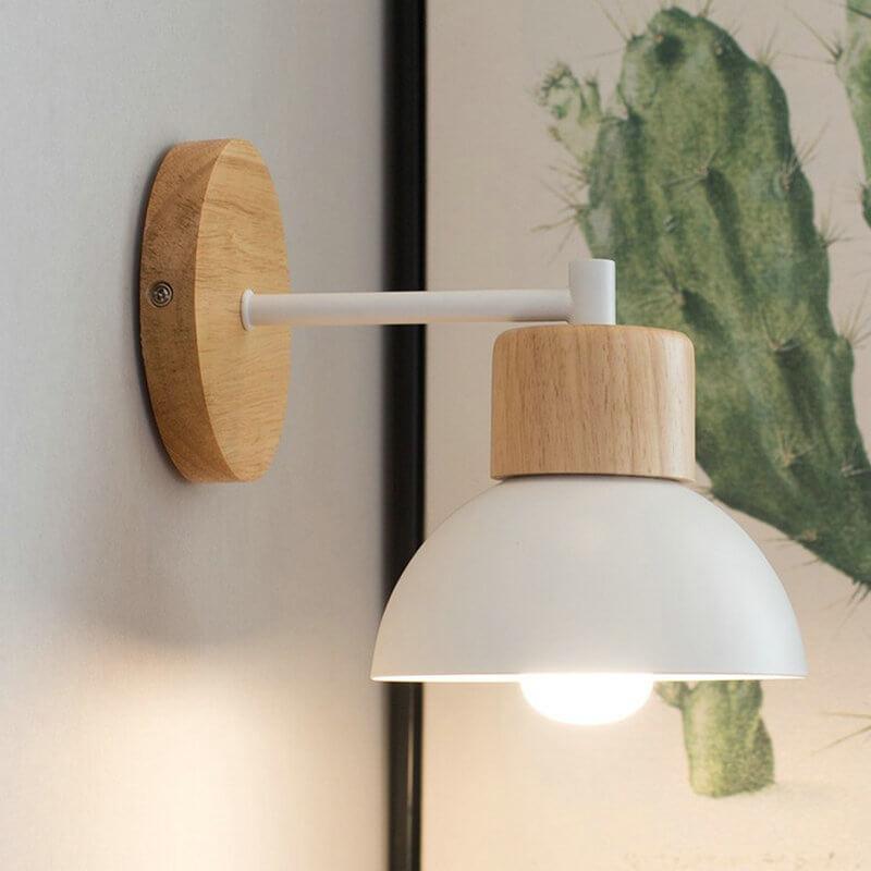 Nordic Wood Metal Wall Sconce 1-Light Lamp - Modern Home Lighting Decor, Scandinavian Design, Indoor Wall Fixture, Vintage Style, Bedroom & Living Room Accent
