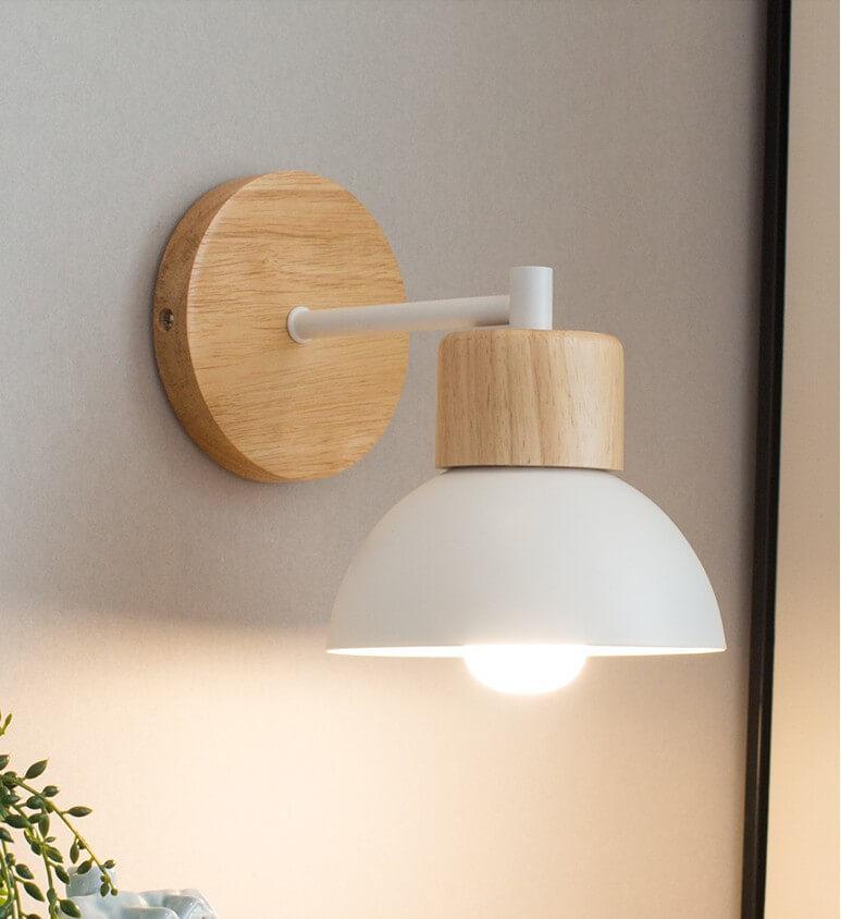 Nordic Wood Metal Wall Sconce 1-Light Lamp - Modern Home Lighting Decor, Scandinavian Design, Indoor Wall Fixture, Vintage Style, Bedroom & Living Room Accent