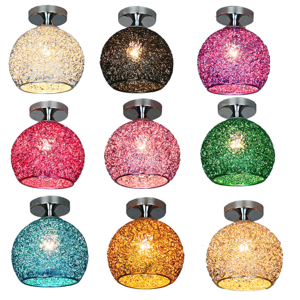 Colorful Modern Dome Semi-Flush Mount Light - 1-Light Ceiling Fixture