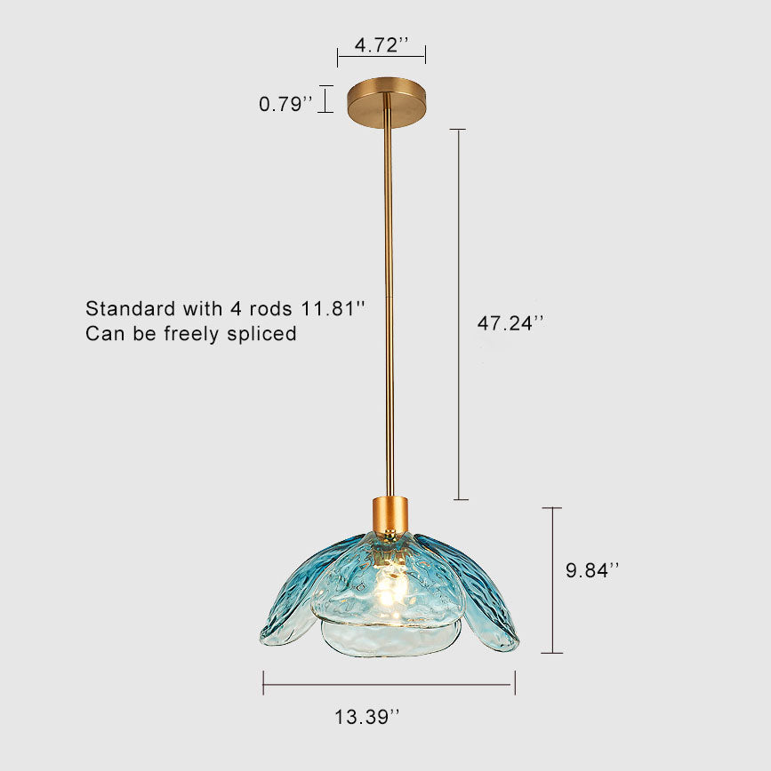 Modern Minimalist Flower Petal Glass Pendant Light - 1-Light Fixture for Living Room