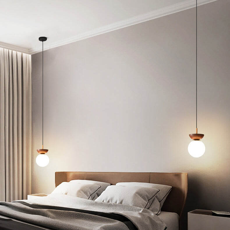 Modern Minimalist Glass Iron Orb Semi-Flush Pendant Light for Living Room