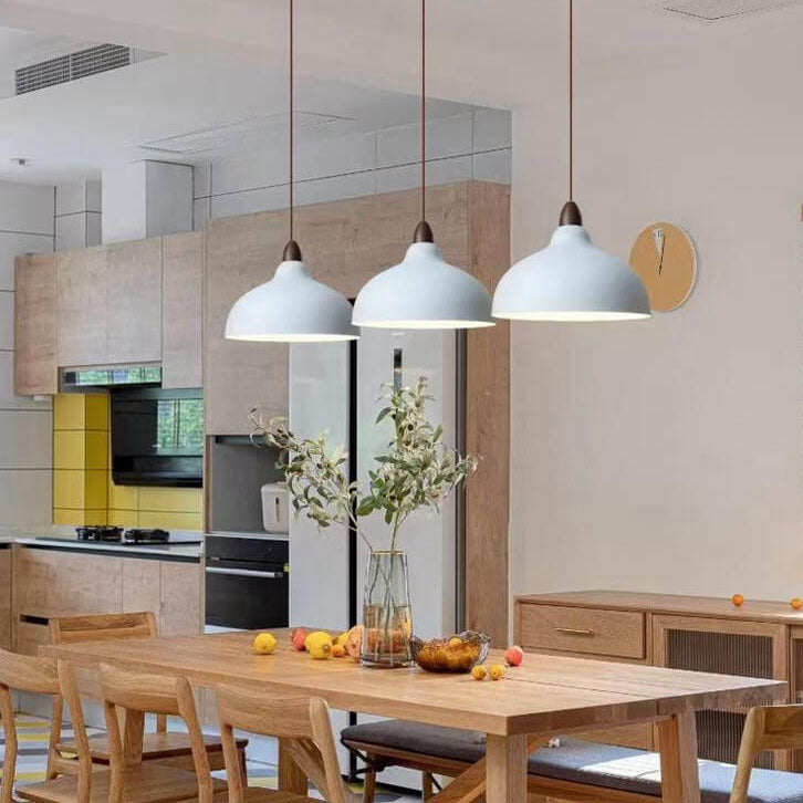 Japanese Iron Dome Solid Wood Pendant Light - 1-Light Fixture
