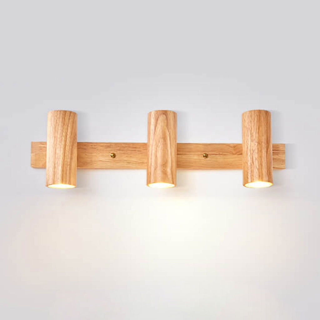 Modern Minimalist Wood Track Spotlight Wall Sconce Lamp - 1/2/3 Light Options