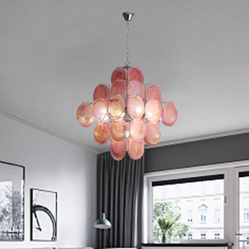 Traditional French Flower Shaped Iron Glass Chandelier - 5/9/12 Light Living Room Decor