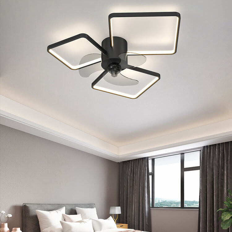 Modern Geometric Square Round LED Ceiling Fan Light - Elegant Flush Mount Design, Stylish Home Lighting, Energy Efficient, Contemporary Ceiling Fixture
