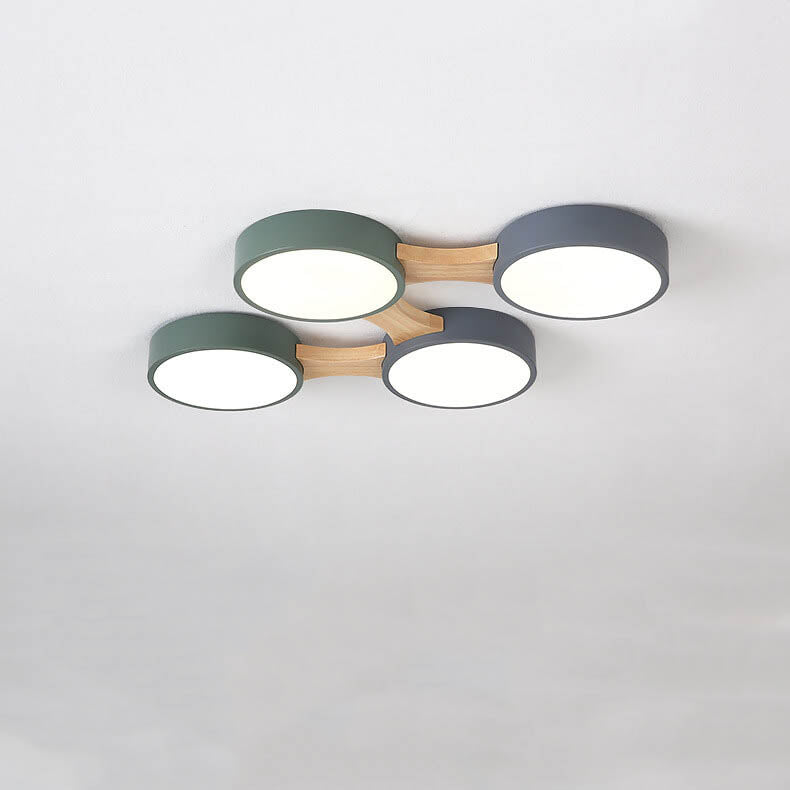 Modern Macaron Circle LED Flush Mount Ceiling Light - 3/4/5/8 Light Options, Stylish LED Fixture for Home Decor, Energy Efficient Ceiling Lighting