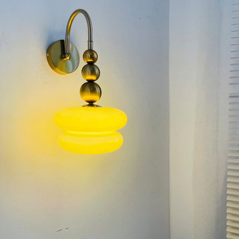 Macaron Cream Gourd Glass Shade Wall Sconce - 1-Light Elegant Design Lamp for Modern Decor, Stylish Lighting Fixture, Artisanal Home Accent
