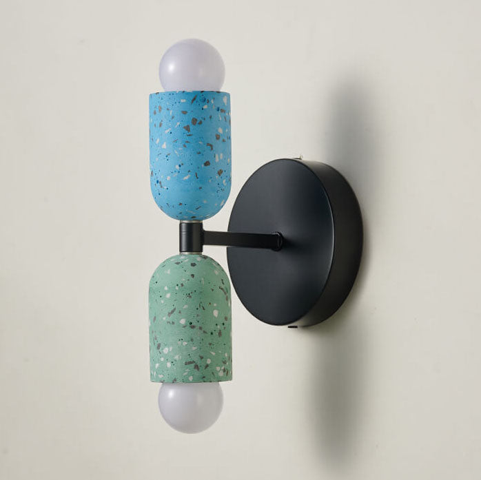 Modern Japanese Wabi-Sabi Iron Cement Wall Sconce 2-Light Lamp