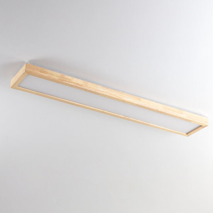 Japanese Minimalist Walnut LED Flush Mount Ceiling Light