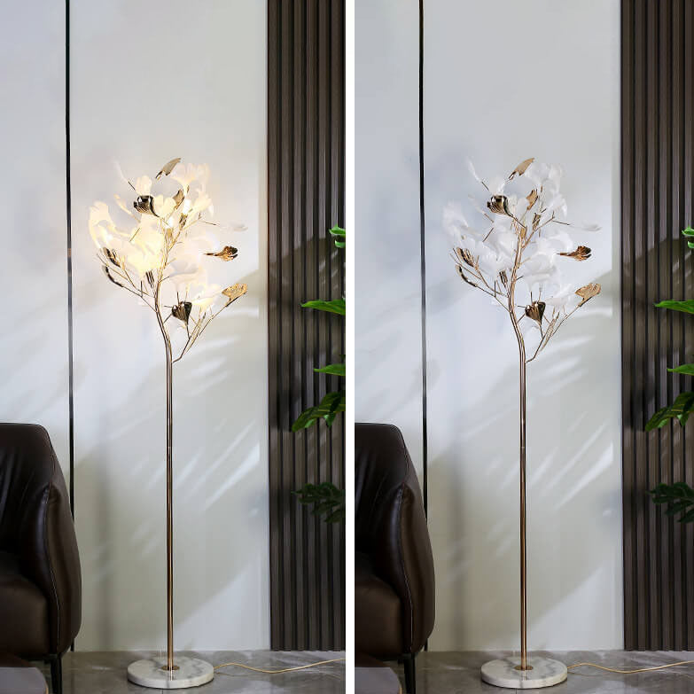 Nordic Ginkgo Leaf Floor Lamp - 5-Light Acrylic Iron Design
