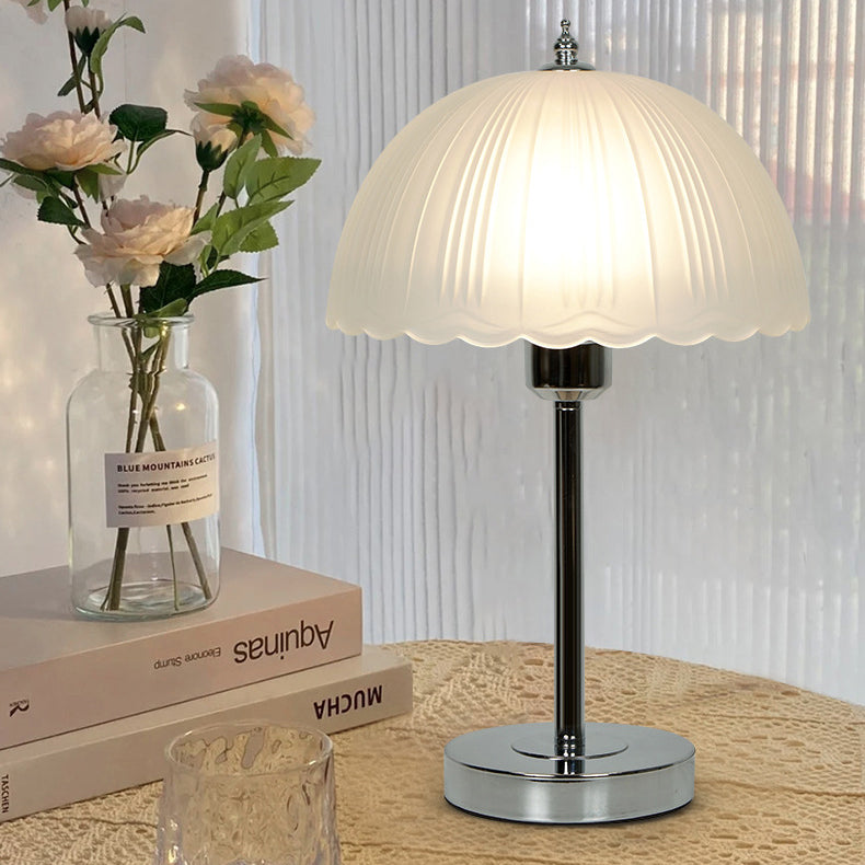 Contemporary Nordic Iron Glass Dome Table Lamp - 1-Light Nightstand Lamp for Bedroom