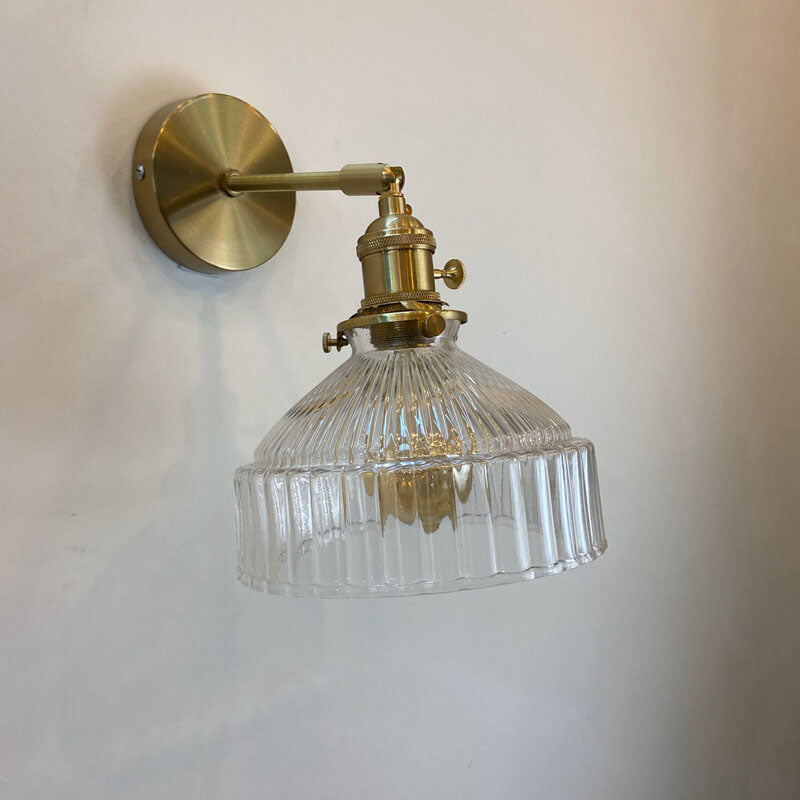 Nordic Dome Glass Shade Brass Wall Sconce 1-Light Lamp