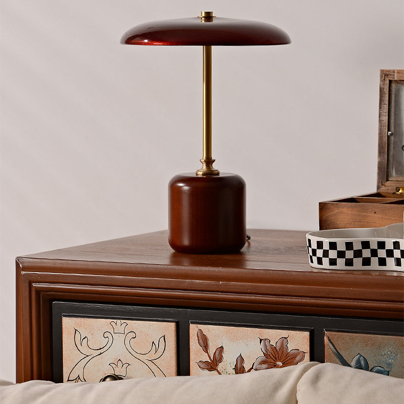 Contemporary Retro Brass Glass LED Round Cylinder Table Lamp for Bedside