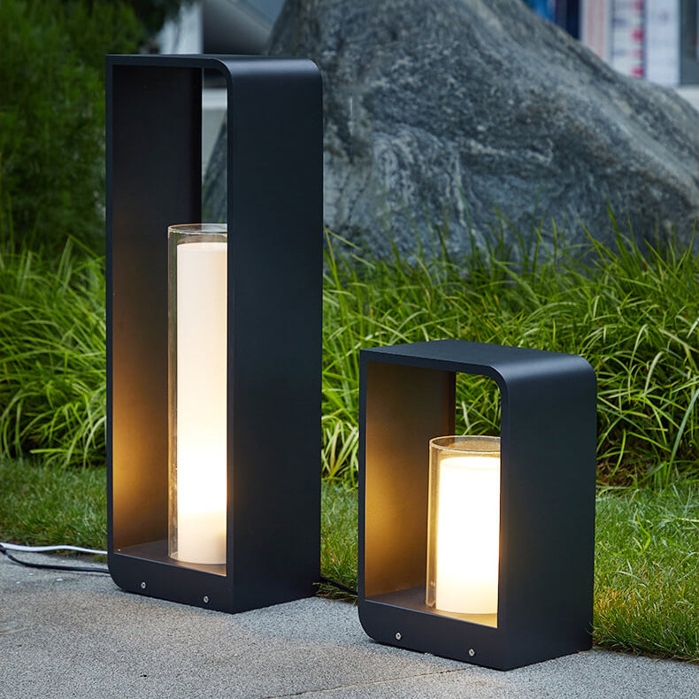 Modern Minimalist Square Frame Stainless Steel LED Landscape Light - Waterproof Acrylic Outdoor Patio Lighting